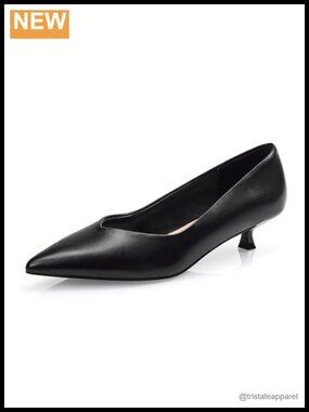 Kitten Heels Closed Pointed Toe Pumps 1 Inch Low Heel Dress Shoes
